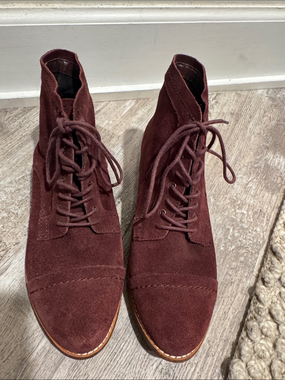 Dolce Vita Wine Suede Lace-Up Ankle Booties
